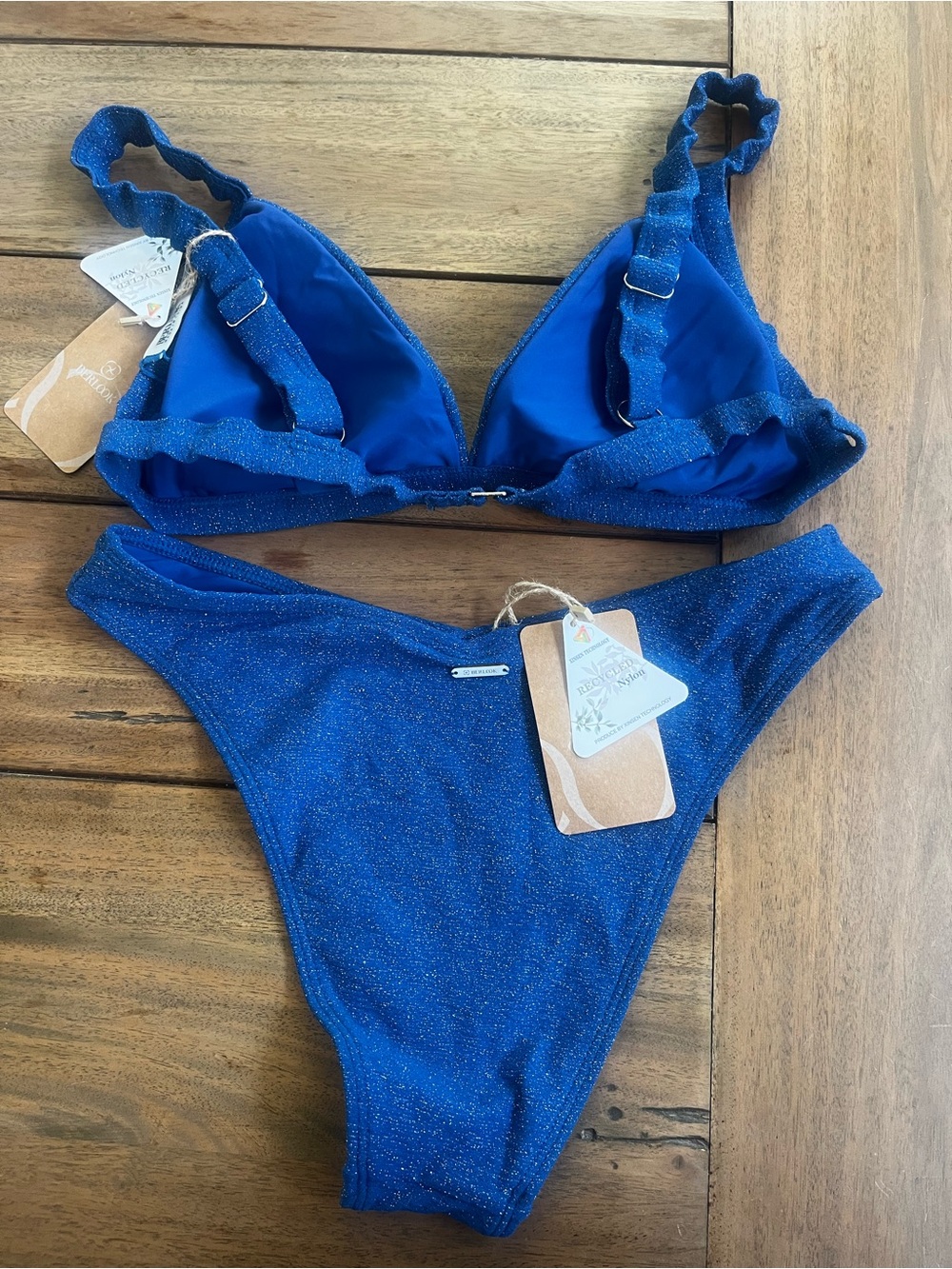 Berlook Sparkle Royal Blue Bikini Set, NWT! Top:large Bottoms:small - Picture 7 of 7